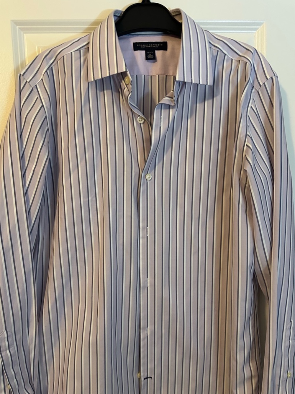 Banana Republic Men’s Blue and White Striped Dress Shirt